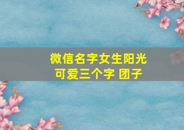 微信名字女生阳光可爱三个字 团子